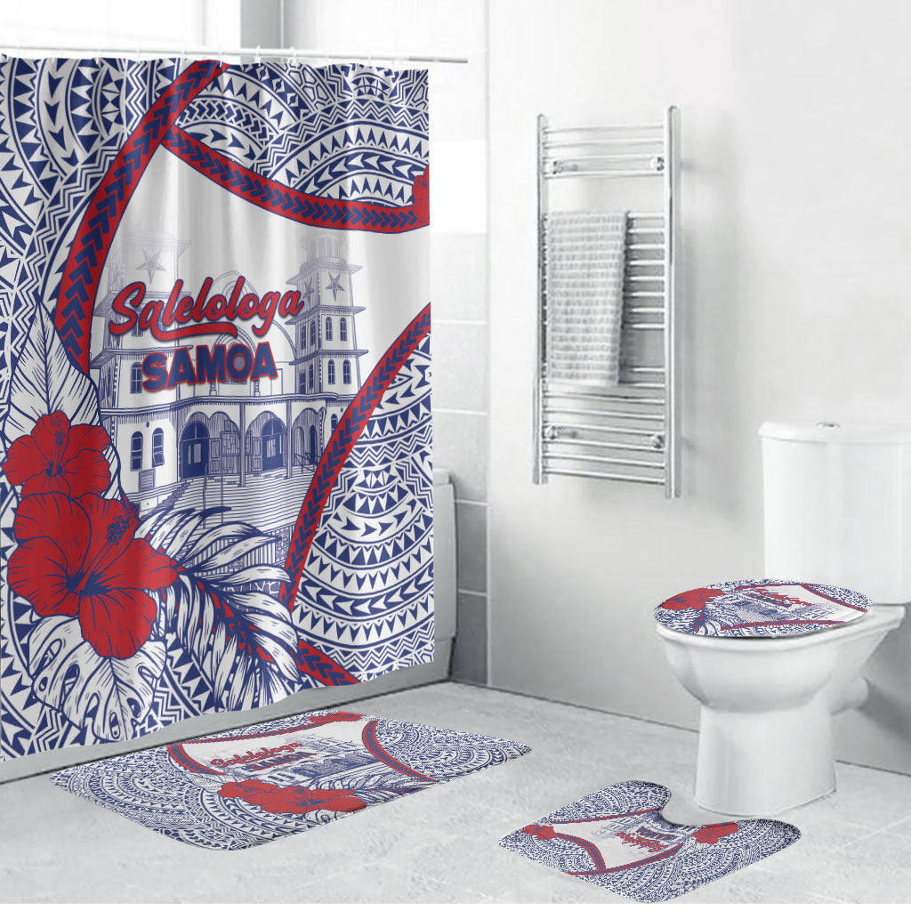 Salelologa Samoa Village Bathroom Set Polynesian Tribal Church Landmark Hibiscus Floral