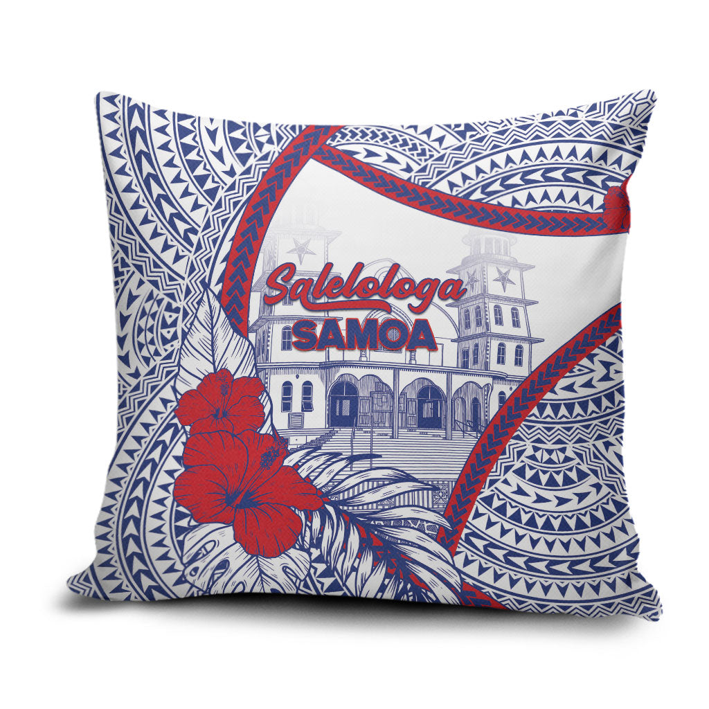 Salelologa Samoa Village Pillow Cover Polynesian Tribal Church Landmark Hibiscus Floral