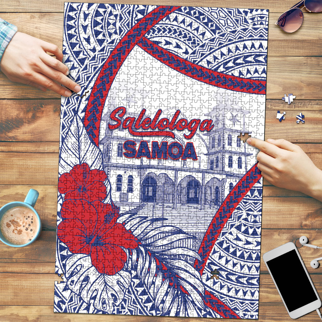 Salelologa Samoa Village Puzzle Polynesian Tribal Church Landmark Hibiscus Floral