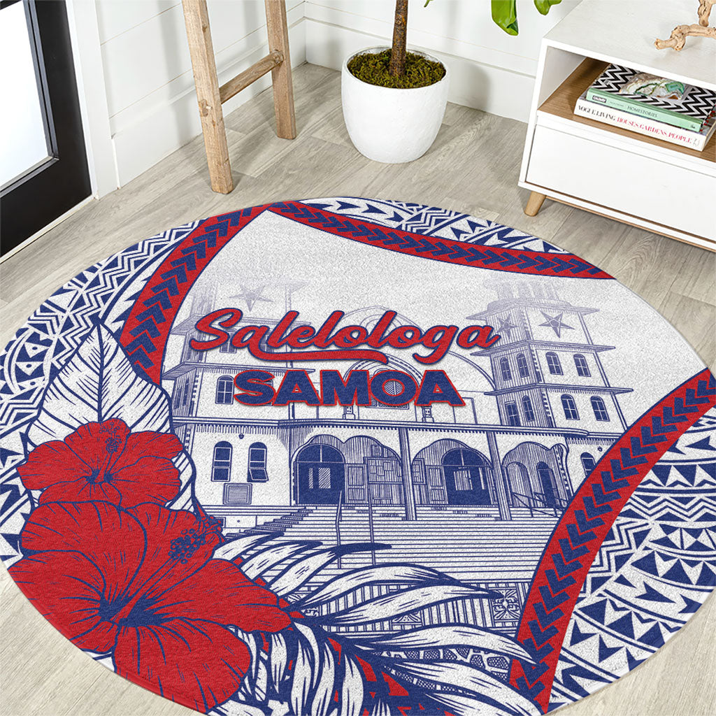 Salelologa Samoa Village Round Carpet Polynesian Tribal Church Landmark Hibiscus Floral