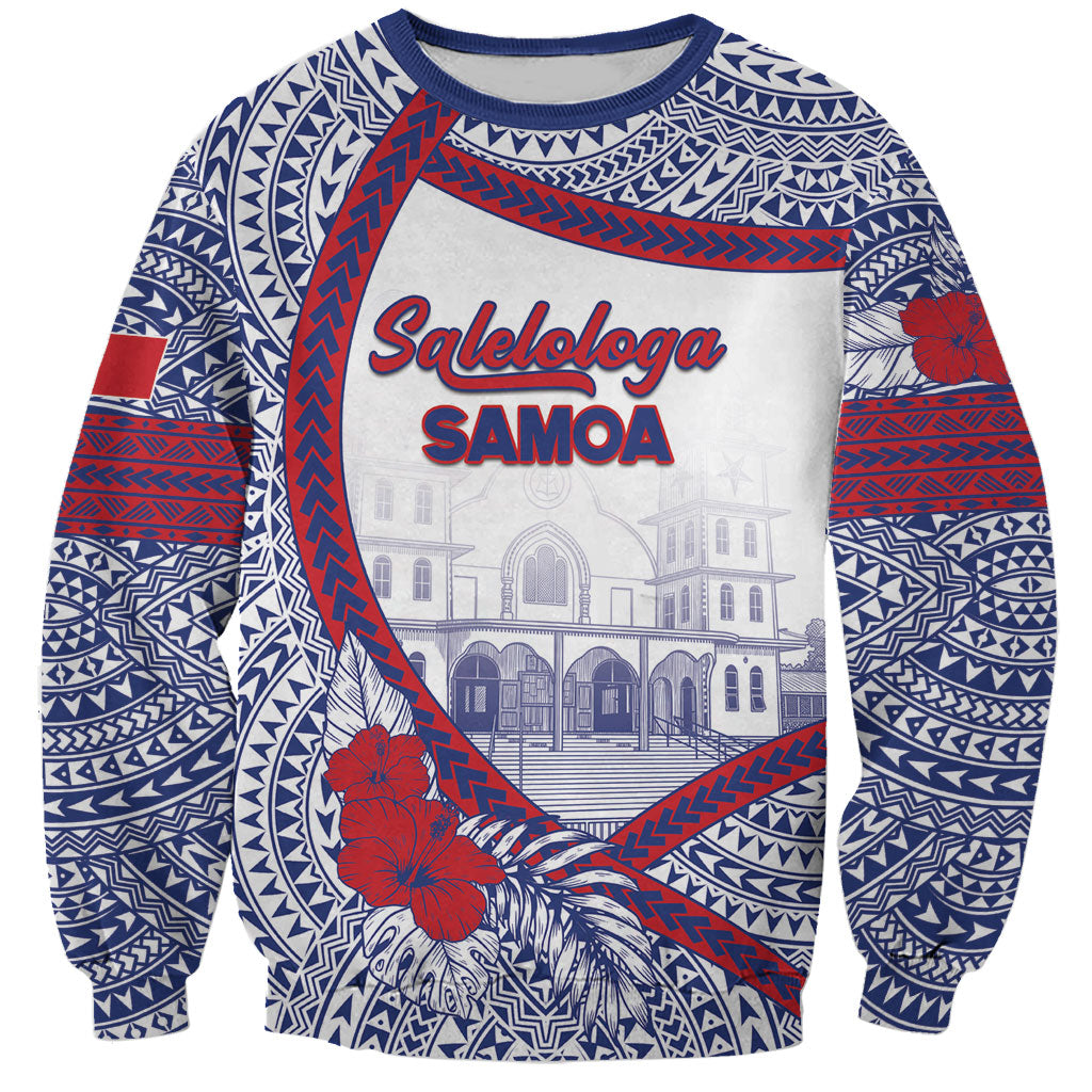 Personalised Salelologa Samoa Village Sweatshirt Polynesian Tribal Church Landmark Hibiscus Floral DT05 Unisex White - Polynesian Pride