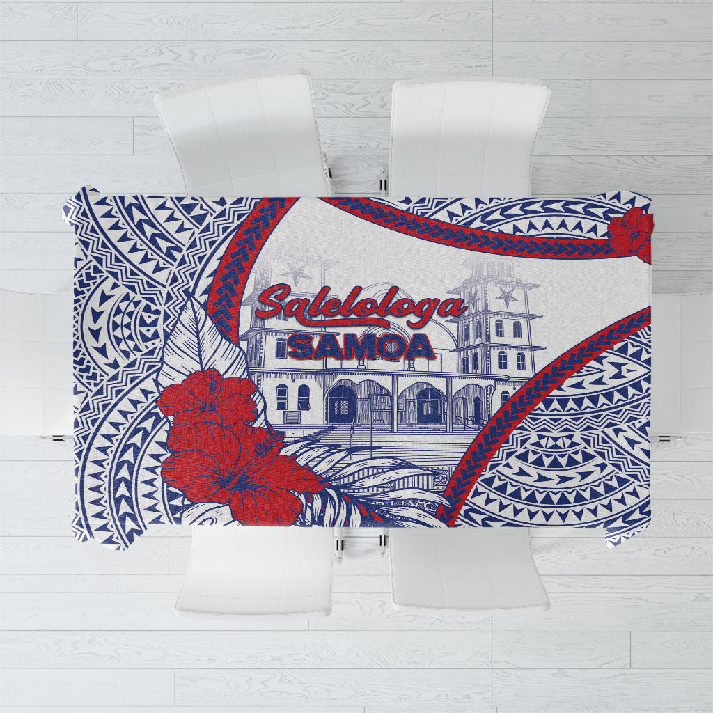 Salelologa Samoa Village Tablecloth Polynesian Tribal Church Landmark Hibiscus Floral