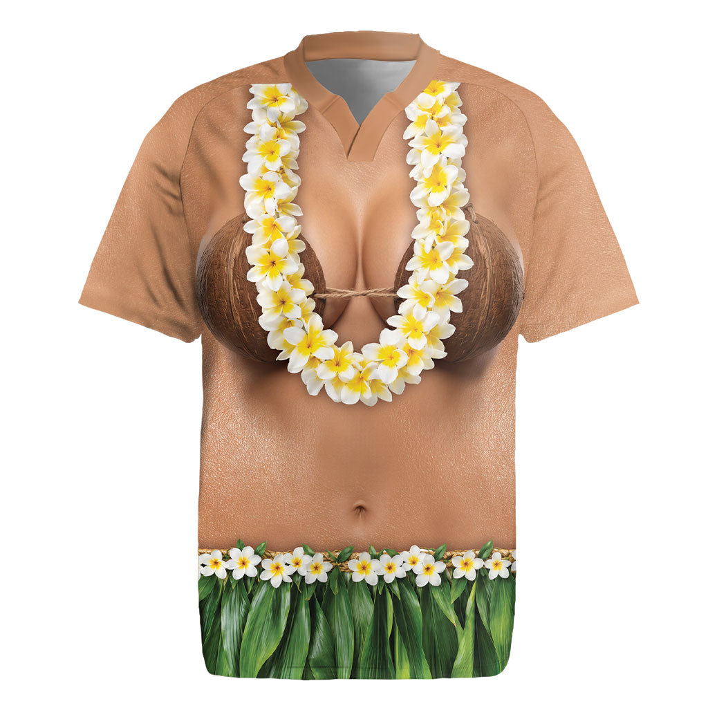Hawaii Bikini Hula Costume Rugby Jersey Coconut Bra Plumeria Flower Lei Grass Skirt