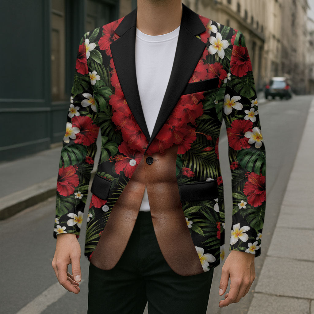 Hawaiian Floral Muscle Abs Blazer Six Pack Hibiscus Flower Lei Luau DT05 - Polynesian Pride