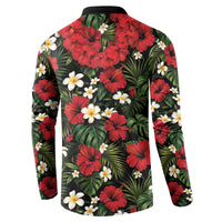 Hawaiian Floral Muscle Abs Button Sweatshirt Six Pack Hibiscus Flower Lei Luau DT05 - Polynesian Pride