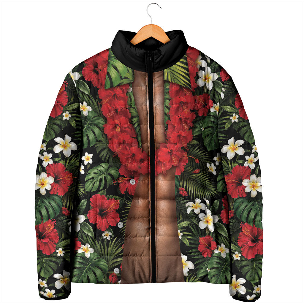 Hawaiian Floral Muscle Abs Padded Jacket Six Pack Hibiscus Flower Lei Luau DT05 - Polynesian Pride