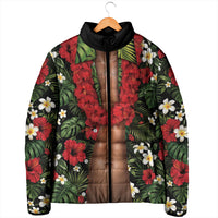 Hawaiian Floral Muscle Abs Padded Jacket Six Pack Hibiscus Flower Lei Luau DT05 - Polynesian Pride