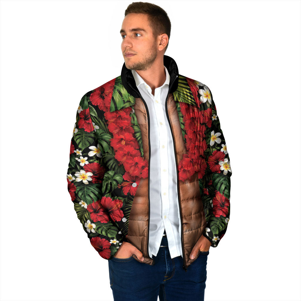 Hawaiian Floral Muscle Abs Padded Jacket Six Pack Hibiscus Flower Lei Luau DT05 - Polynesian Pride