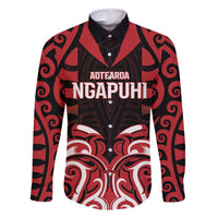 Custom Aotearoa Ngapuhi Family Matching Long Sleeve Bodycon Dress and Hawaiian Shirt Maori Pattern New Zealand DT05 Dad's Shirt - Long Sleeve Red - Polynesian Pride