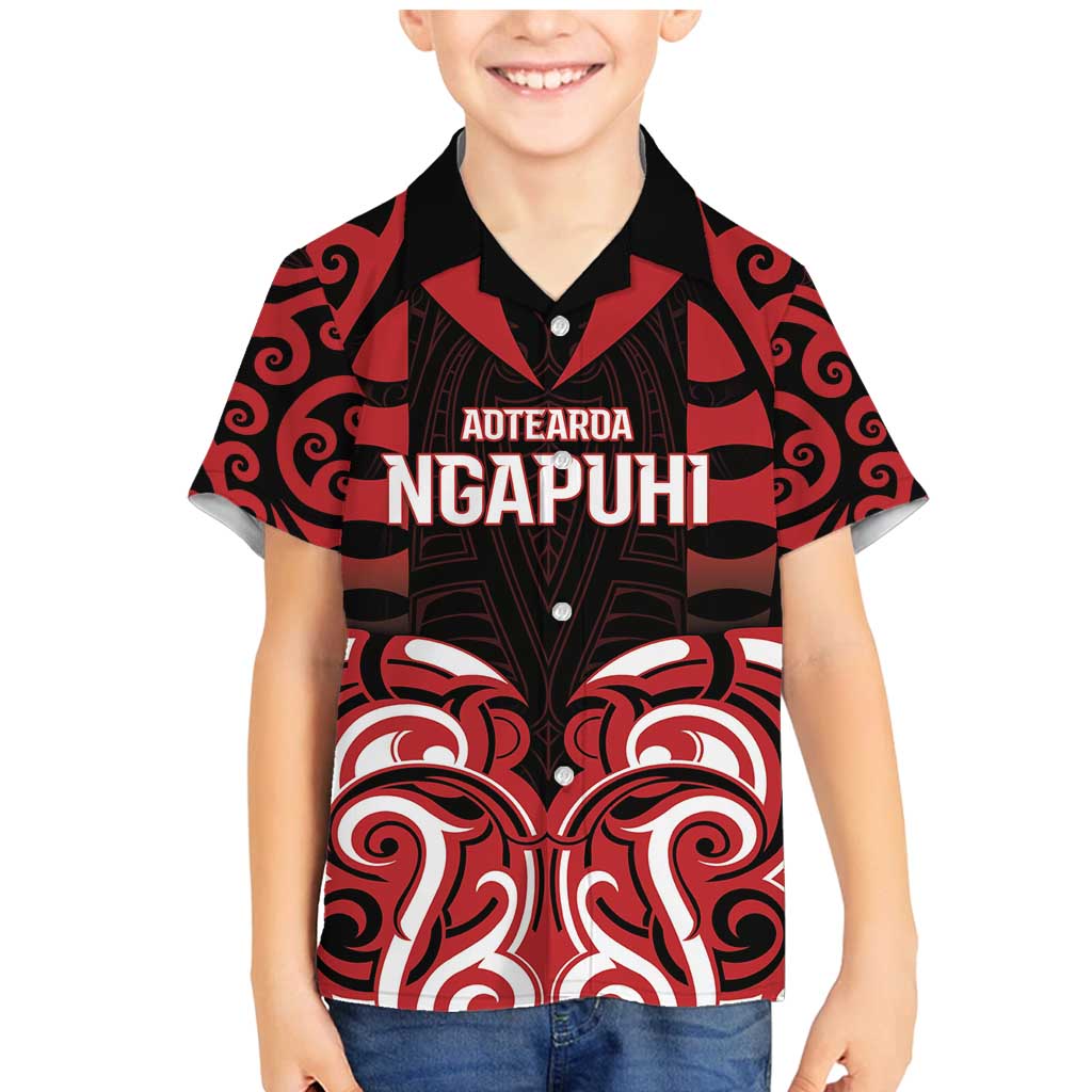 Custom Aotearoa Ngapuhi Family Matching Mermaid Dress and Hawaiian Shirt Maori Pattern New Zealand DT05 Son's Shirt Red - Polynesian Pride