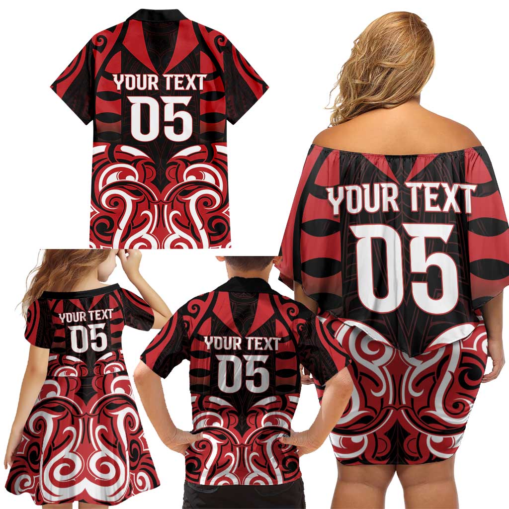 Custom Aotearoa Ngapuhi Family Matching Off Shoulder Short Dress and Hawaiian Shirt Maori Pattern New Zealand DT05 - Polynesian Pride