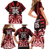 Custom Aotearoa Ngapuhi Family Matching Short Sleeve Bodycon Dress and Hawaiian Shirt Maori Pattern New Zealand DT05 - Polynesian Pride