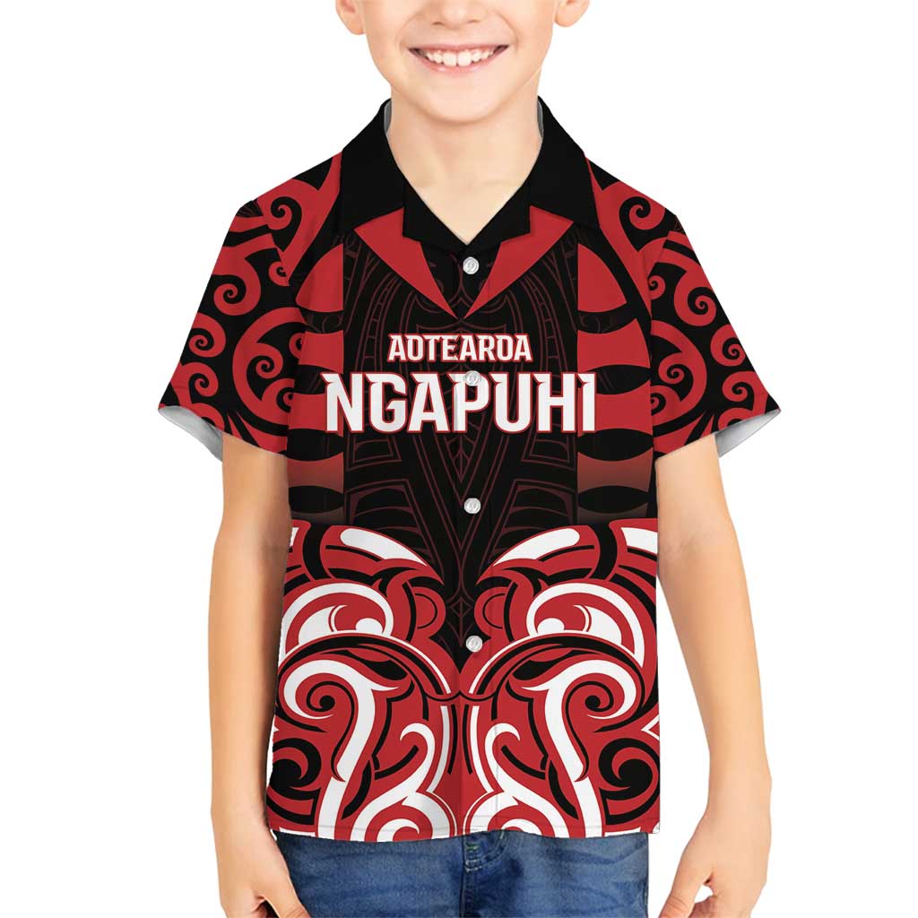 Custom Aotearoa Ngapuhi Family Matching Summer Maxi Dress and Hawaiian Shirt Maori Pattern New Zealand DT05 Son's Shirt Red - Polynesian Pride