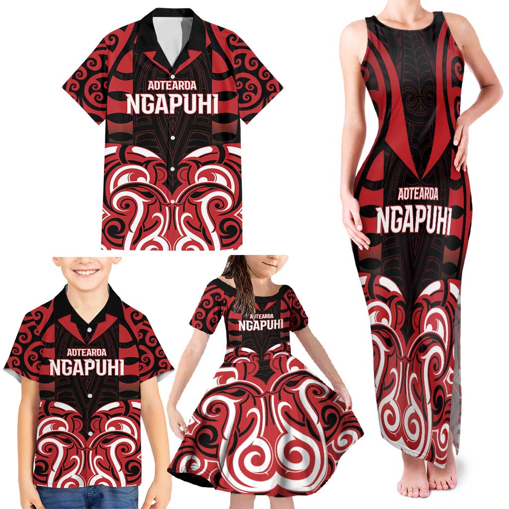 Custom Aotearoa Ngapuhi Family Matching Tank Maxi Dress and Hawaiian Shirt Maori Pattern New Zealand DT05 - Polynesian Pride