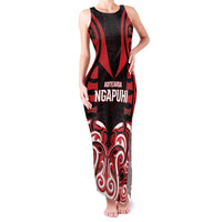 Custom Aotearoa Ngapuhi Family Matching Tank Maxi Dress and Hawaiian Shirt Maori Pattern New Zealand DT05 Mom's Dress Red - Polynesian Pride