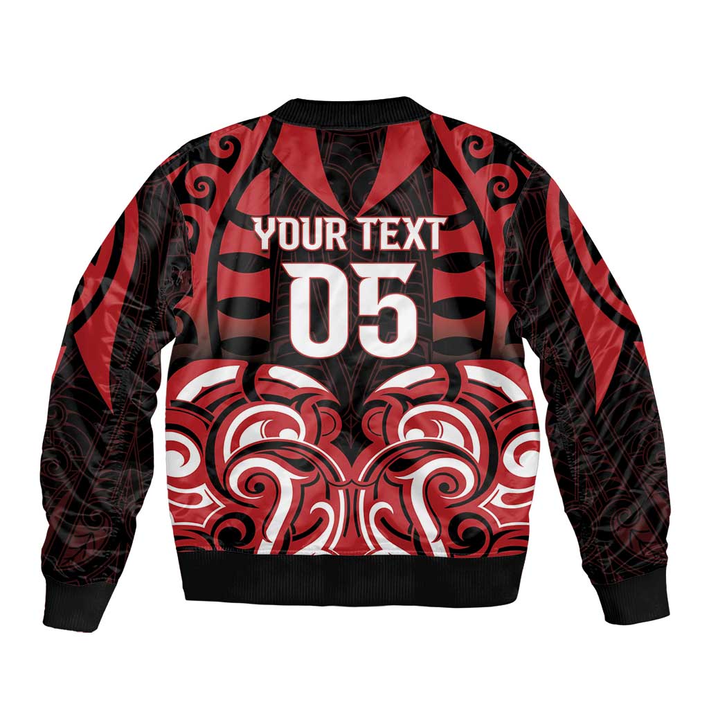 Custom Aotearoa Ngapuhi Sleeve Zip Bomber Jacket Maori Pattern New Zealand - Polynesian Pride