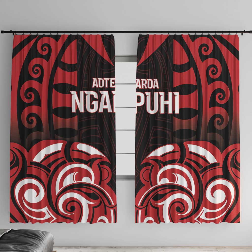 Aotearoa Ngapuhi Window Curtain Maori Pattern New Zealand DT05 With Hooks Red - Polynesian Pride