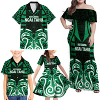Custom Aotearoa Ngai Tahu Family Matching Off Shoulder Maxi Dress and Hawaiian Shirt Maori Pattern New Zealand DT05 - Polynesian Pride