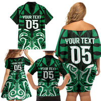 Custom Aotearoa Ngai Tahu Family Matching Off Shoulder Short Dress and Hawaiian Shirt Maori Pattern New Zealand DT05 - Polynesian Pride