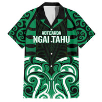 Custom Aotearoa Ngai Tahu Family Matching Puletasi and Hawaiian Shirt Maori Pattern New Zealand DT05 Dad's Shirt - Short Sleeve Green - Polynesian Pride
