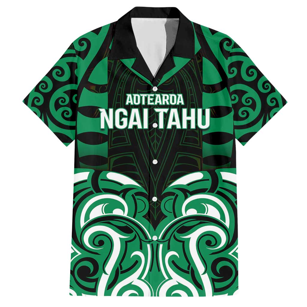 Custom Aotearoa Ngai Tahu Family Matching Short Sleeve Bodycon Dress and Hawaiian Shirt Maori Pattern New Zealand DT05 Dad's Shirt - Short Sleeve Green - Polynesian Pride