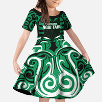 Custom Aotearoa Ngai Tahu Family Matching Summer Maxi Dress and Hawaiian Shirt Maori Pattern New Zealand DT05 Daughter's Dress Green - Polynesian Pride