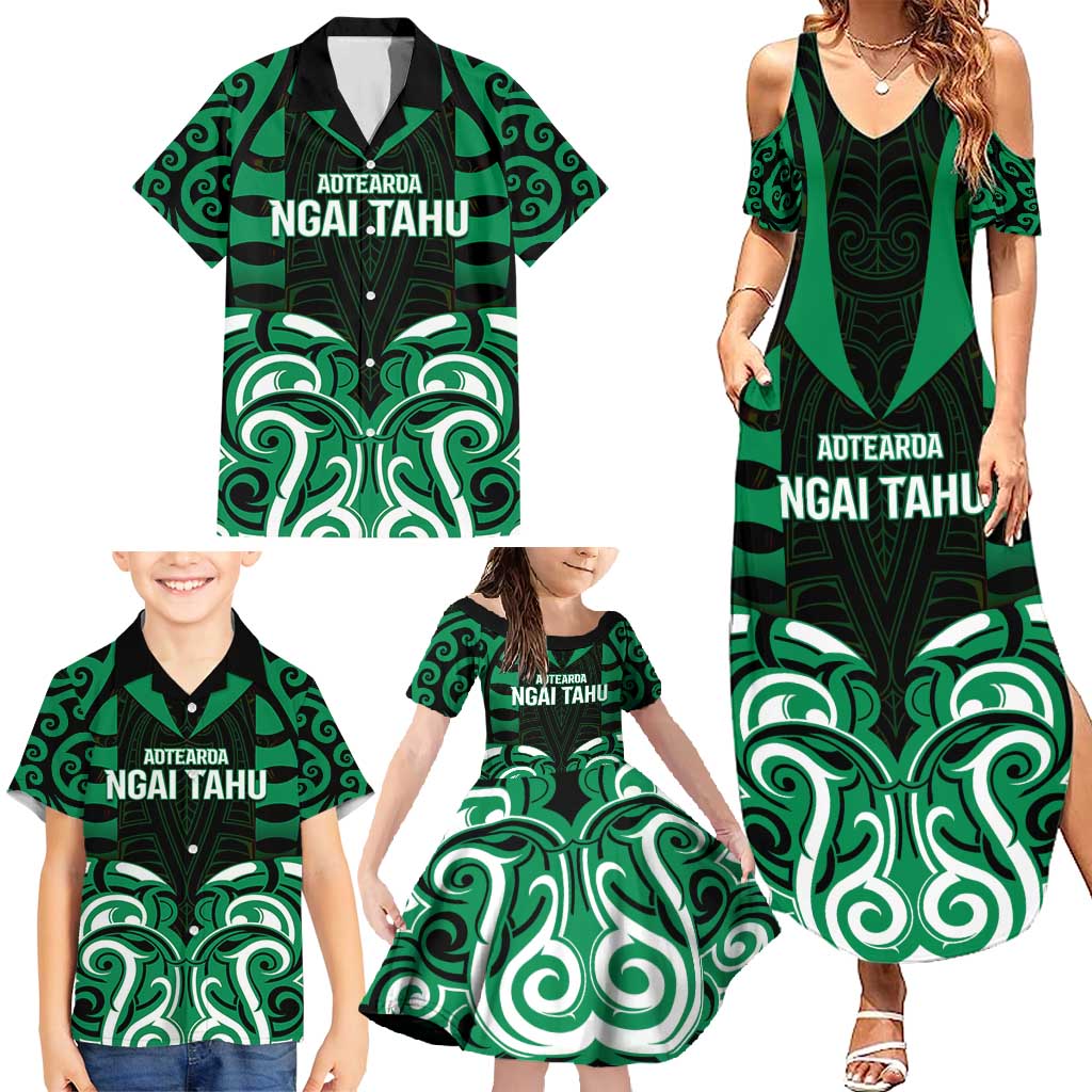 Custom Aotearoa Ngai Tahu Family Matching Summer Maxi Dress and Hawaiian Shirt Maori Pattern New Zealand - Polynesian Pride