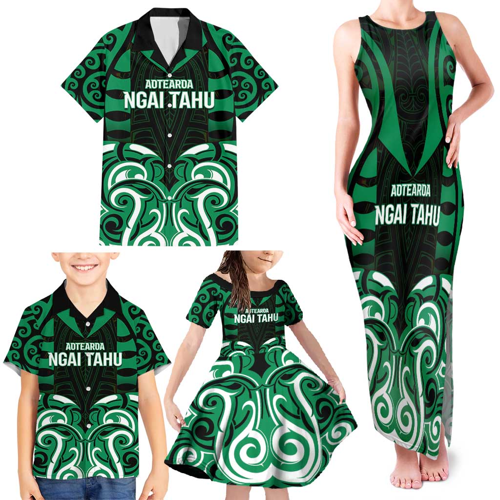 Custom Aotearoa Ngai Tahu Family Matching Tank Maxi Dress and Hawaiian Shirt Maori Pattern New Zealand - Polynesian Pride