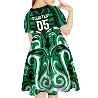 Custom Aotearoa Ngai Tahu Kid Short Sleeve Dress Maori Pattern New Zealand - Polynesian Pride