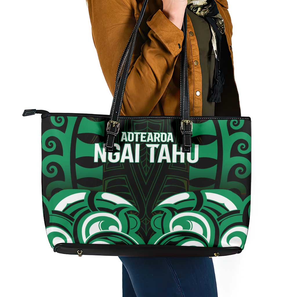 Aotearoa Ngai Tahu Leather Tote Bag Maori Pattern New Zealand - Polynesian Pride