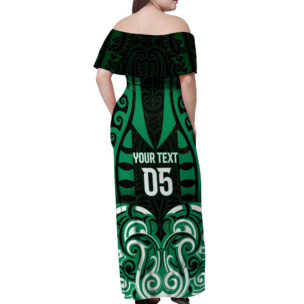 Custom Aotearoa Ngai Tahu Off Shoulder Maxi Dress Maori Pattern New Zealand - Polynesian Pride