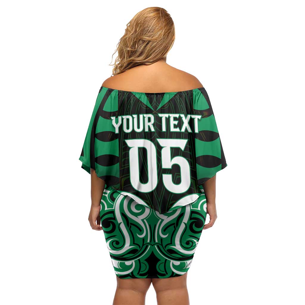 Custom Aotearoa Ngai Tahu Off Shoulder Short Dress Maori Pattern New Zealand - Polynesian Pride