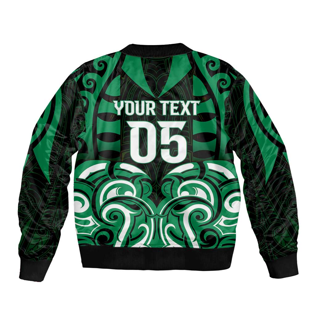 Custom Aotearoa Ngai Tahu Sleeve Zip Bomber Jacket Maori Pattern New Zealand - Polynesian Pride