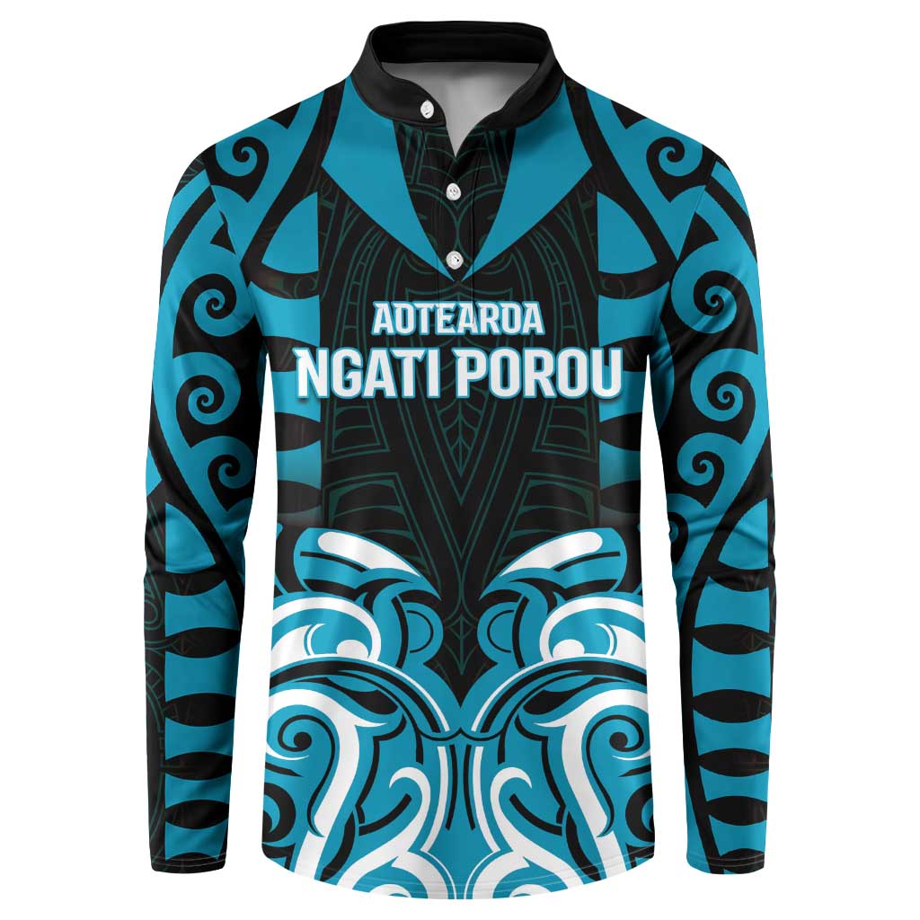 Custom Aotearoa Ngati Porou Button Sweatshirt Maori Pattern New Zealand - Polynesian Pride