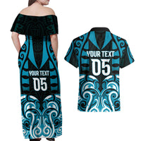 Custom Aotearoa Ngati Porou Couples Matching Off Shoulder Maxi Dress and Hawaiian Shirt Maori Pattern New Zealand DT05 - Polynesian Pride