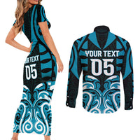 Custom Aotearoa Ngati Porou Couples Matching Short Sleeve Bodycon Dress and Long Sleeve Button Shirt Maori Pattern New Zealand DT05 - Polynesian Pride