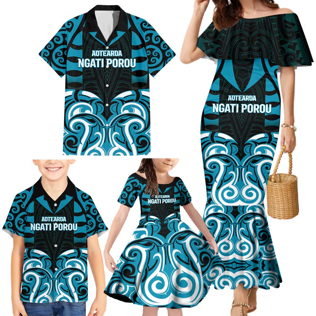 Custom Aotearoa Ngati Porou Family Matching Mermaid Dress and Hawaiian Shirt Maori Pattern New Zealand DT05 - Polynesian Pride