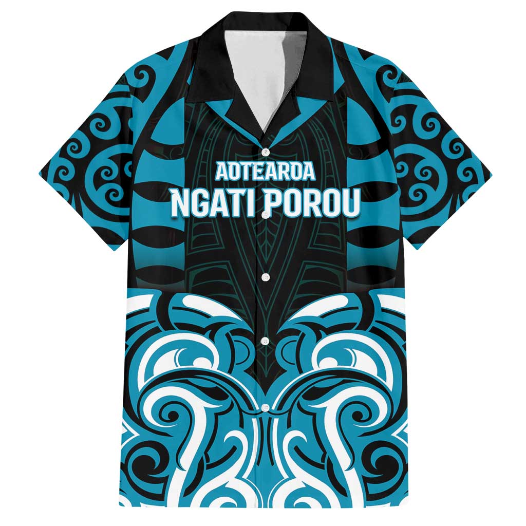 Custom Aotearoa Ngati Porou Family Matching Off Shoulder Maxi Dress and Hawaiian Shirt Maori Pattern New Zealand DT05 Dad's Shirt - Short Sleeve Blue - Polynesian Pride