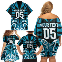 Custom Aotearoa Ngati Porou Family Matching Off Shoulder Short Dress and Hawaiian Shirt Maori Pattern New Zealand DT05 - Polynesian Pride