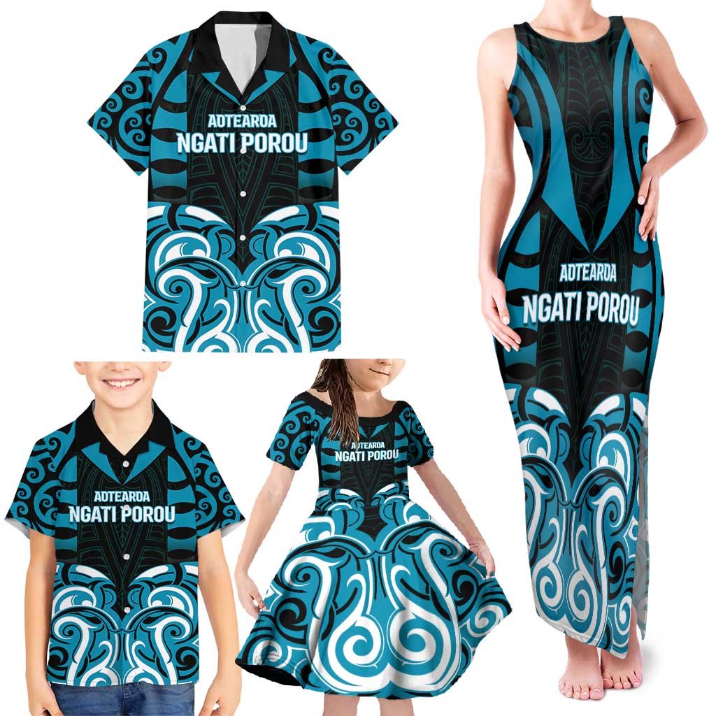 Custom Aotearoa Ngati Porou Family Matching Tank Maxi Dress and Hawaiian Shirt Maori Pattern New Zealand - Polynesian Pride
