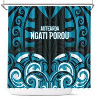 Aotearoa Ngati Porou Shower Curtain Maori Pattern New Zealand DT05 Blue - Polynesian Pride