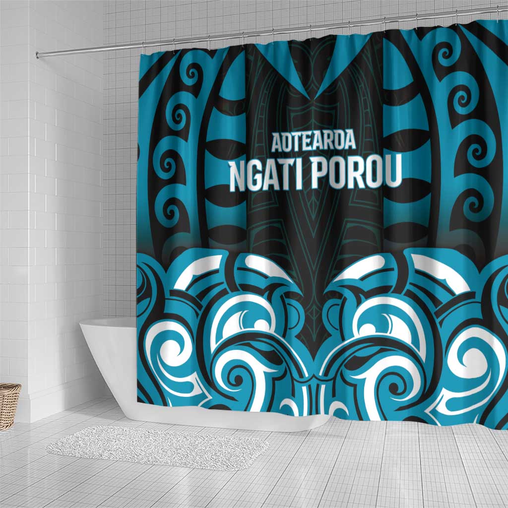 Aotearoa Ngati Porou Shower Curtain Maori Pattern New Zealand DT05 - Polynesian Pride
