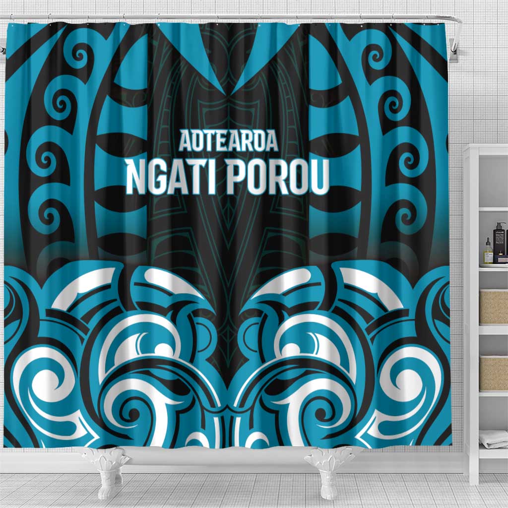 Aotearoa Ngati Porou Shower Curtain Maori Pattern New Zealand DT05 - Polynesian Pride