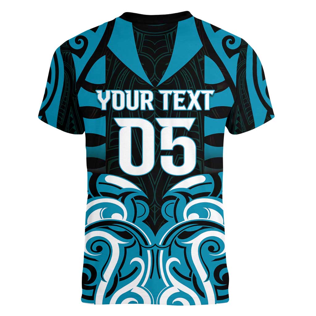 Custom Aotearoa Ngati Porou Women V-Neck T-Shirt Maori Pattern New Zealand - Polynesian Pride