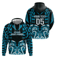 Custom Aotearoa Ngati Porou Zip Hoodie Maori Pattern New Zealand - Polynesian Pride