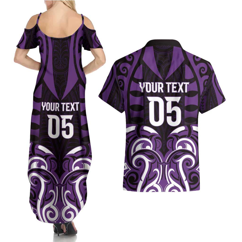 Custom Aotearoa Rangitane Couples Matching Summer Maxi Dress and Hawaiian Shirt Maori Pattern New Zealand - Polynesian Pride