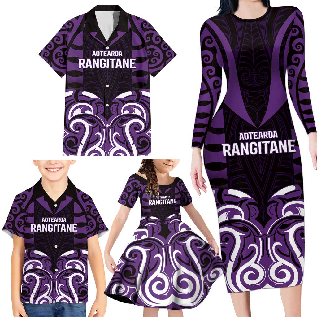 Custom Aotearoa Rangitane Family Matching Long Sleeve Bodycon Dress and Hawaiian Shirt Maori Pattern New Zealand DT05 - Polynesian Pride