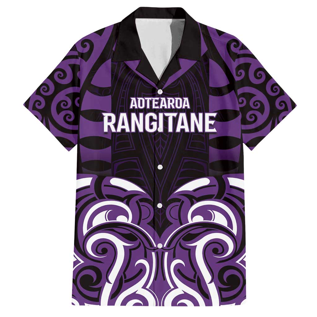 Custom Aotearoa Rangitane Family Matching Long Sleeve Bodycon Dress and Hawaiian Shirt Maori Pattern New Zealand DT05 Dad's Shirt - Short Sleeve Purple - Polynesian Pride