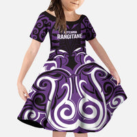 Custom Aotearoa Rangitane Family Matching Mermaid Dress and Hawaiian Shirt Maori Pattern New Zealand DT05 Daughter's Dress Purple - Polynesian Pride