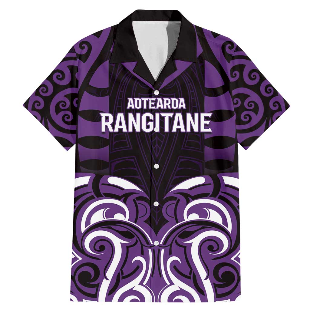 Custom Aotearoa Rangitane Family Matching Mermaid Dress and Hawaiian Shirt Maori Pattern New Zealand DT05 Dad's Shirt - Short Sleeve Purple - Polynesian Pride